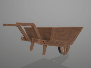 garden wheelbarrow wooden 3D Model