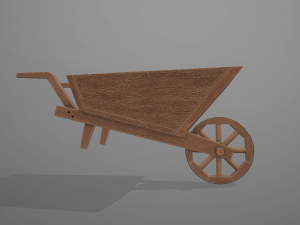 garden wheelbarrow wooden 3D Model