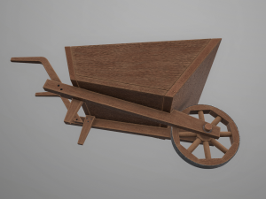 garden wheelbarrow wooden 3D Model