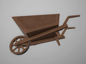 garden wheelbarrow wooden 3D Model