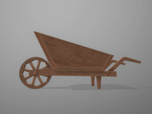 garden wheelbarrow wooden 3D Model