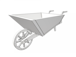 garden wheelbarrow wooden 3D Model
