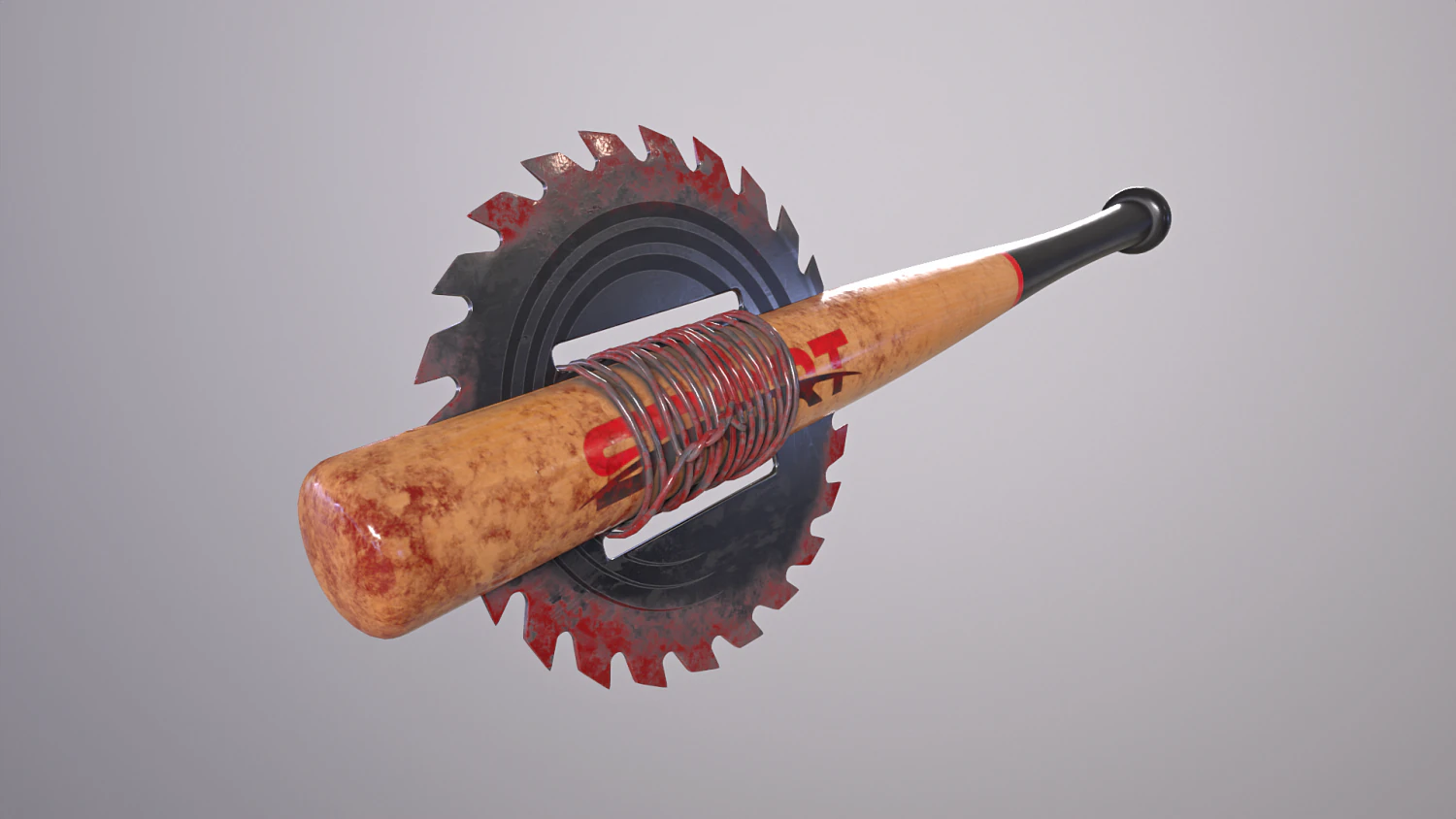 baseball bat with saw 3D Model .c4d .max .obj .3ds .fbx .stl .blend