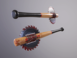baseball bat with saw 3D 模型