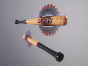 baseball bat with saw 3D Model