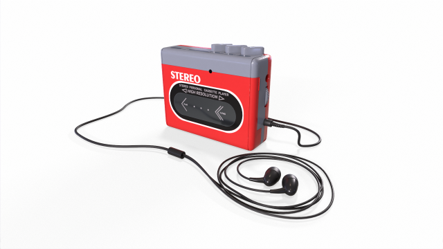 cassette player red 3D Model .c4d .max .obj .3ds .fbx .stl .blend 