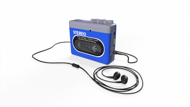 cassette player blue 3D Модель .c4d .max .obj .3ds .fbx .stl .blend 