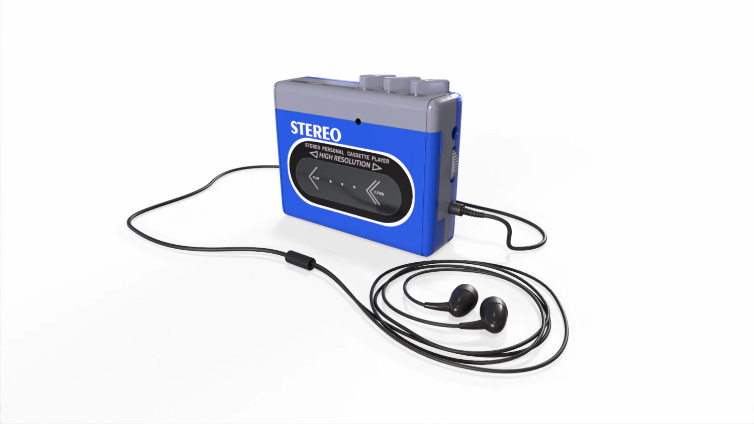cassette player blue 3D Model .c4d .max .obj .3ds .fbx .stl .blend 