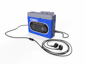 кассетный плеер синий 3D Модель