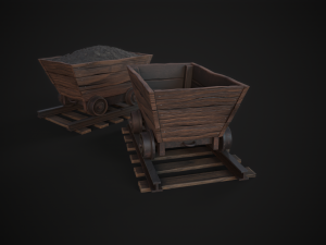 Trolley with Coal 3D Model