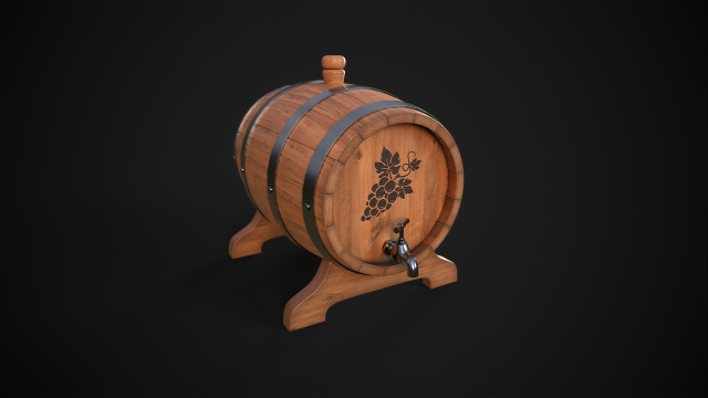 Wine Barrel 3D Модель .c4d .max .obj .3ds .fbx .stl .blend 