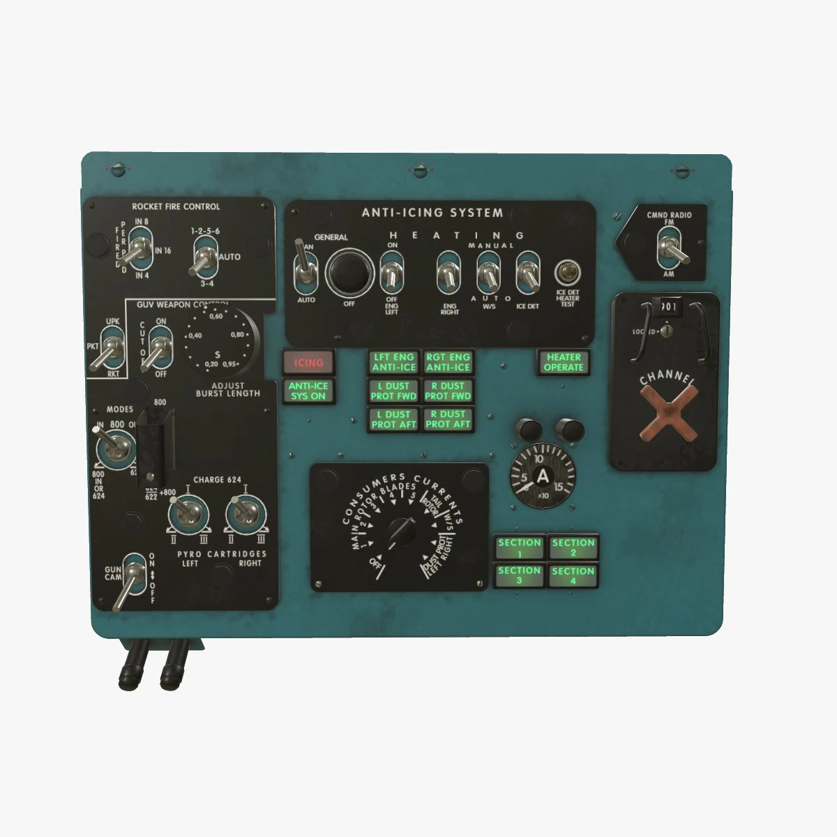 Mi-8MT Left Overhead Panels Board --244-- 3D Model .c4d .max .obj .3ds .fbx .stl .blend 