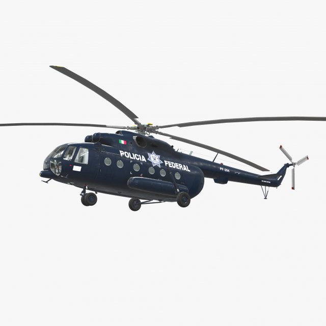 mi-17 mexican police 3D Model .c4d .max .obj .3ds .fbx .stl .blend 