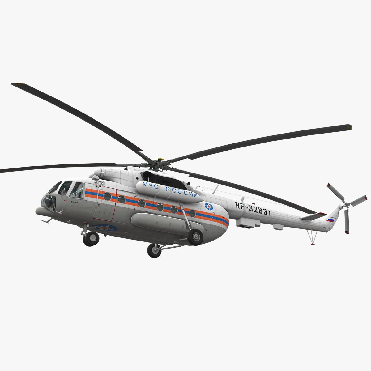 Mi-8MTV Russian Emercom --232-- 3D Model .c4d .max .obj .3ds .fbx .stl .blend 