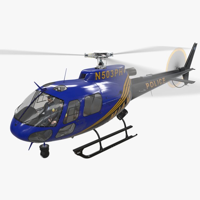 as-350 miami city police animated Model 3D .c4d .max .obj .3ds .fbx .stl .blend 