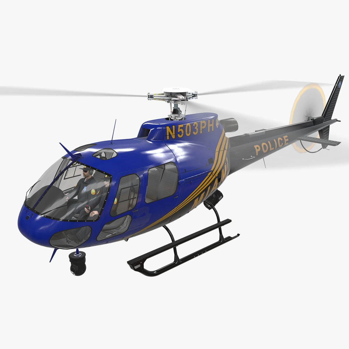as-350 miami city police animated 3D Model .c4d .max .obj .3ds .fbx .stl .blend 