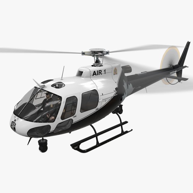 as-350 edmonton police service animated 3D Model .c4d .max .obj .3ds .fbx .stl .blend 