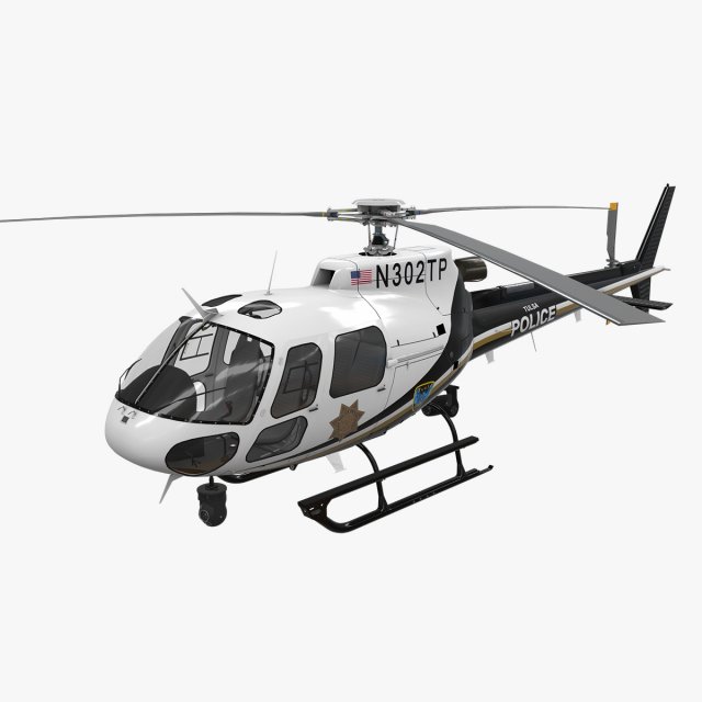 as-350 tulsa police 3D Model .c4d .max .obj .3ds .fbx .stl .blend 