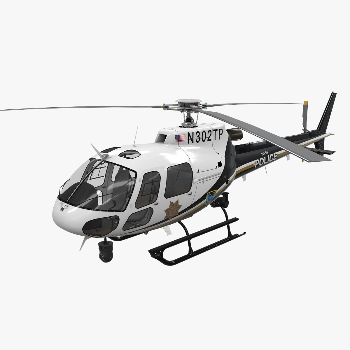 AS-350 Tulsa Police --216-- 3D Model .c4d .max .obj .3ds .fbx .stl .blend 