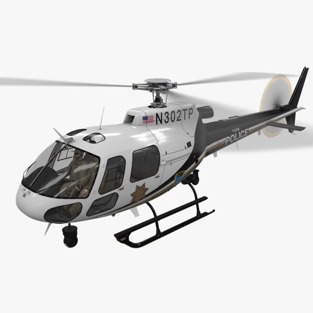 as-350 tulsa police animated 3D Model .c4d .max .obj .3ds .fbx .stl .blend 