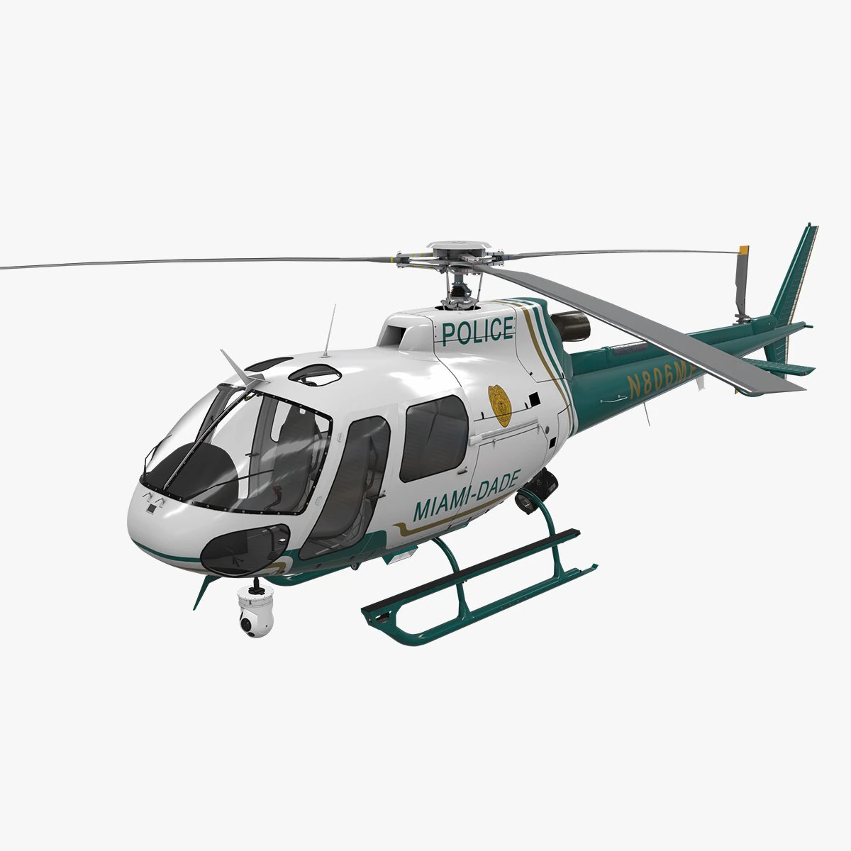 AS-350 Miami Dade Police --215-- 3D Model .c4d .max .obj .3ds .fbx .stl .blend 