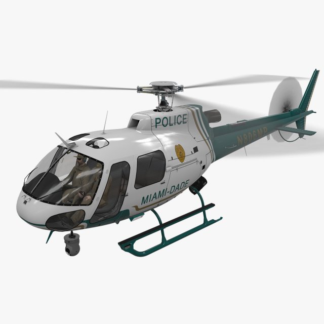 as-350 miami dade police animated Model 3D .c4d .max .obj .3ds .fbx .stl .blend 
