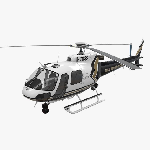 as-350 san diego police 3D Model .c4d .max .obj .3ds .fbx .stl .blend 
