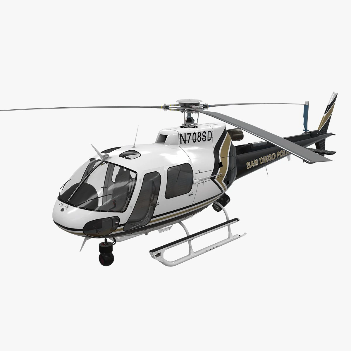 AS-350 San Diego Police Department --212-- 3D Model .c4d .max .obj .3ds .fbx .stl .blend 