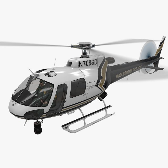 as-350 san diego police animated Modelo 3D .c4d .max .obj .3ds .fbx .stl .blend 