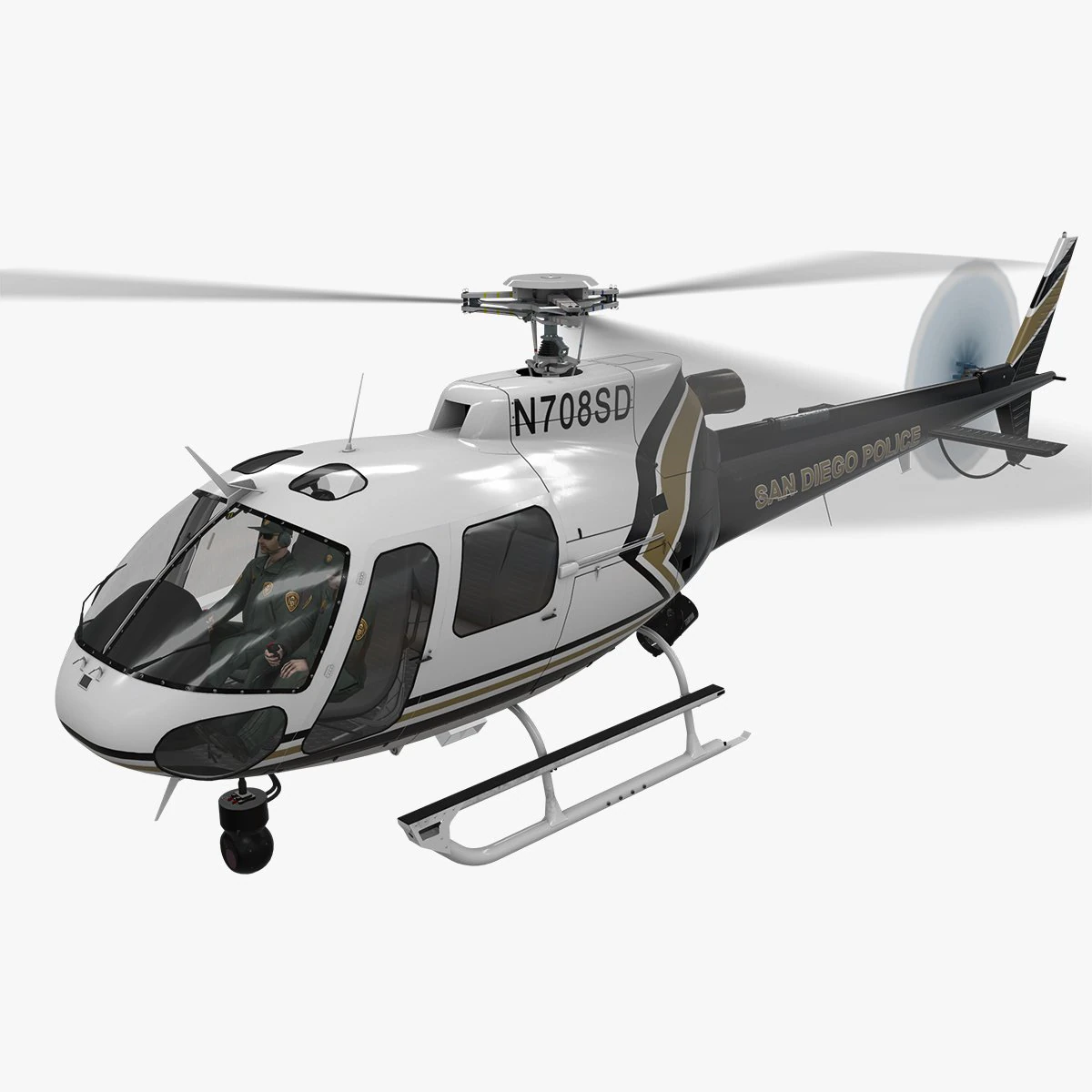 as-350 pol&iacute;cia de san diego animada Modelo 3D .c4d .max .obj .3ds .fbx .stl .blend 