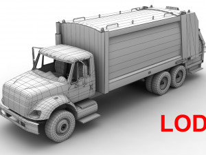 garbage truck international 7400 3D Model