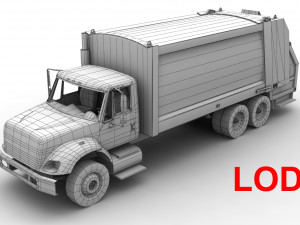 garbage truck international 7400 3D Model