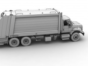garbage truck international 7400 3D Model