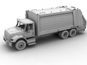 garbage truck international 7400 3D Model