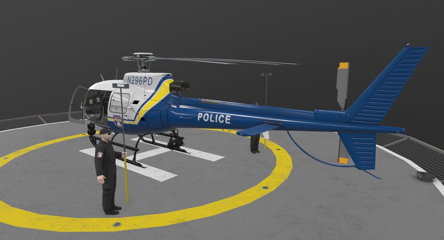 AS-350 Philadelphia Police Animated 3D Model in Helicopter ...