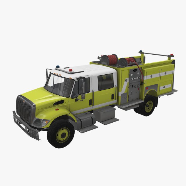 fire truck yellow Modelo 3D .c4d .max .obj .3ds .fbx .stl .blend 