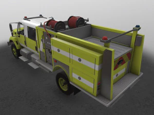 International Fire Truck Yellow --150-- 3D Model