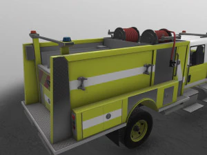 International Fire Truck Yellow --150-- 3D Model