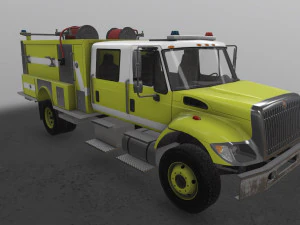 International Fire Truck Yellow --150-- 3D Model