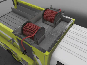 International Fire Truck Yellow --150-- 3D Model
