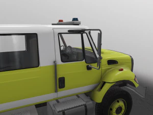 International Fire Truck Yellow --150-- 3D Model