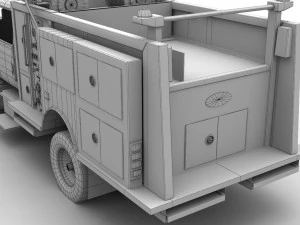 International Fire Truck Yellow --150-- 3D Model