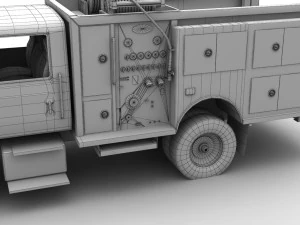 International Fire Truck Yellow --150-- 3D Model