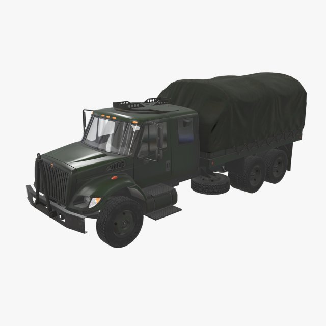 military truck green Modelo 3D .c4d .max .obj .3ds .fbx .stl .blend 
