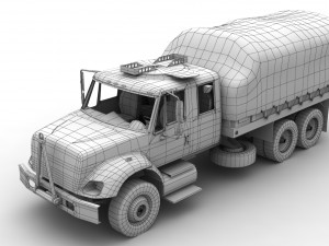 military truck green Modelo 3D