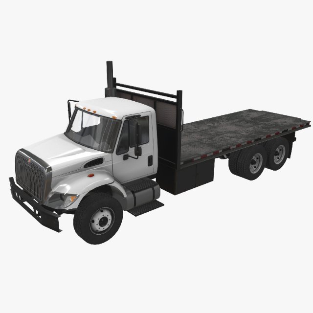 flatbed truck international 7400 3D Model .c4d .max .obj .3ds .fbx .stl .blend 