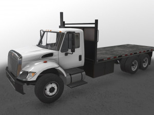 flatbed truck international 7400 3D Model