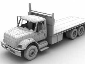 flatbed truck international 7400 3D Model