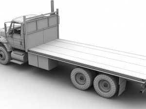 flatbed truck international 7400 3D Model
