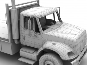 flatbed truck international 7400 3D Model